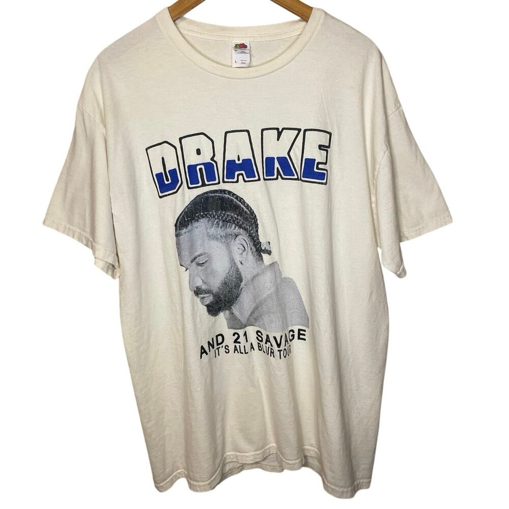 Drake & 21 Savage It’s All A Blur Tour White Crew Neck Class Large
